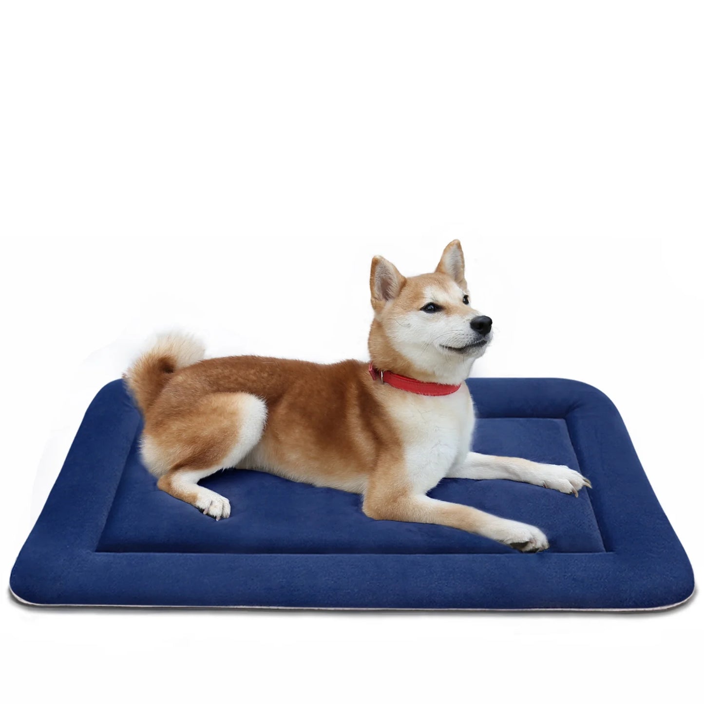 Large Dog Bed Crate Mat 35" Washable Pet Beds Anti-Slip Kennel Mats Dark Blue