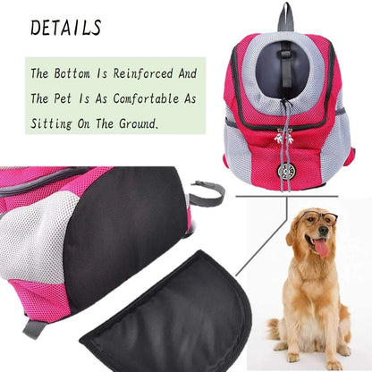 Portable Travel Dog Backpack Breathable Mesh Cat Puppy Bag Double Shoulder Pet Outdoor Carrier Bag Pack(Black)