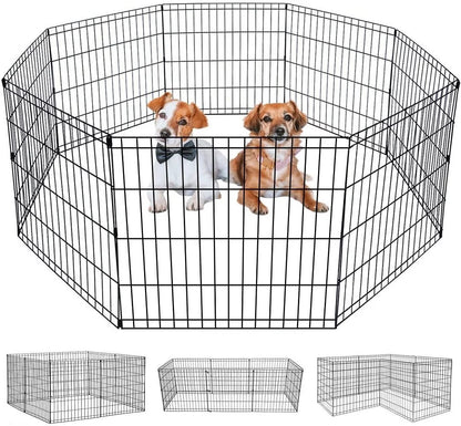 48/42/36/30/24 Inch Dog Pen for Outside, 8 Panel Exercise Fences Pet Playpen with Door Puppy Crate Fence Pet Gate Play Yard Large Dog Kennel for Backyard for Small Medium Dogs