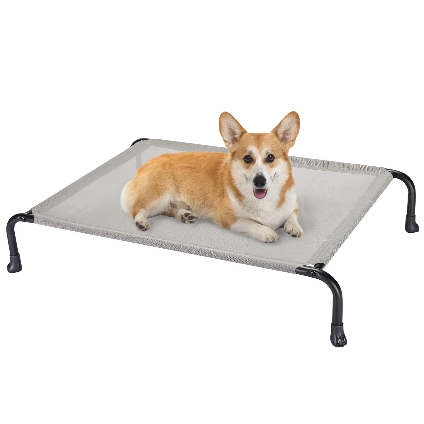 Outdoor Elevated Dog Bed, Cooling Raised Pet Dog Cots with Washable Mesh, Medium, Grey