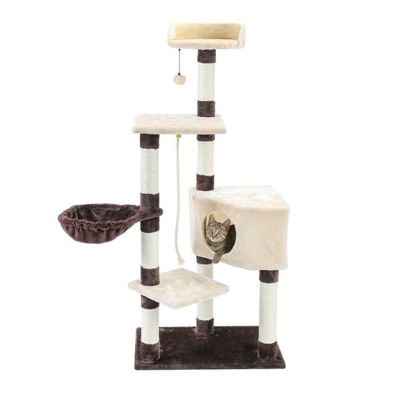 Luxury Cat Tower with Double Condos and Spacious Perch - Fully Wrapped Scratching Sisal Post