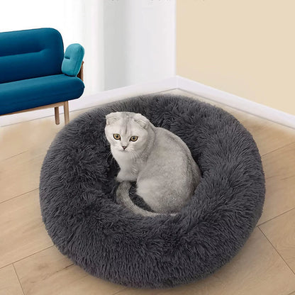 Dog Bed & Cat Bed, Anti-Anxiety Puppy Bed Warming Cozy round Soft Pet Bed, Machine Washable Calming Donut Bed