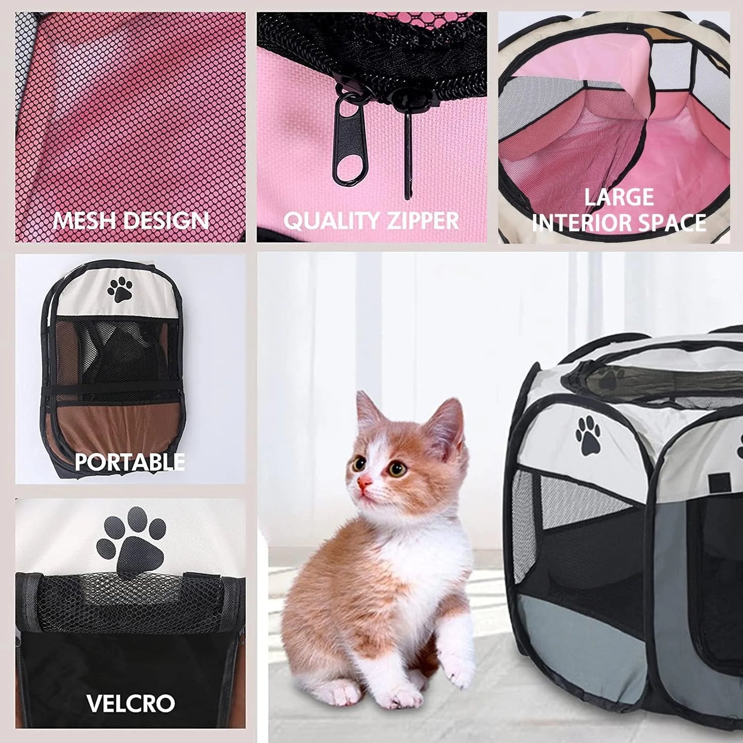 Portable Puppy Pet Tent Play Pen Fence Cage for Dog Cats Pigs Folding Run Kennel