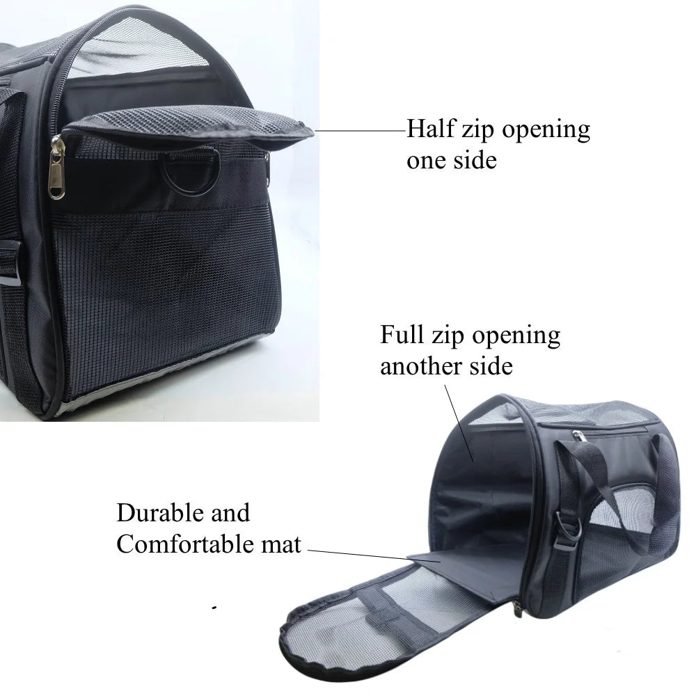 Cat Carrier,Soft-Sided Pet Travel Carrier for Cats,Dogs Puppy Comfort Portable Foldable Pet Bag Airline Approved(Black)