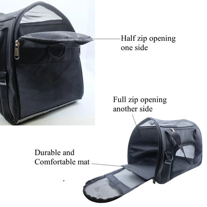 Cat Carrier,Soft-Sided Pet Travel Carrier for Cats,Dogs Puppy Comfort Portable Foldable Pet Bag Airline Approved(Black)