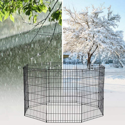 48/42/36/30/24 Inch Dog Pen for Outside, 8 Panel Exercise Fences Pet Playpen with Door Puppy Crate Fence Pet Gate Play Yard Large Dog Kennel for Backyard for Small Medium Dogs