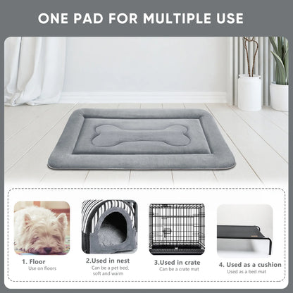 Dog Bed Washable 42In Crate Mat Anti-Slip Pet Mattress Soft Kennel Pads Celadon Grey