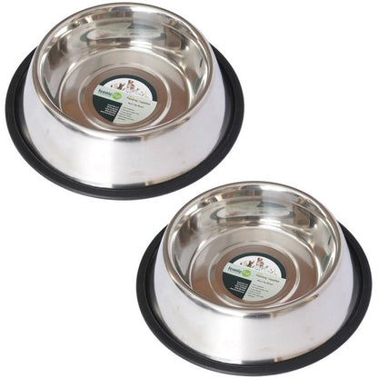 2-Pack Stainless Steel Non-Skid Pet Bowl for Dog or Cat, 64 Oz, 8 Cup