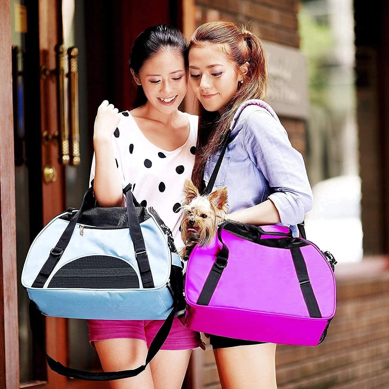 Cat Carrier,Soft-Sided Pet Travel Carrier for Cats,Dogs Puppy Comfort Portable Foldable Pet Bag Airline Approved(Rose)