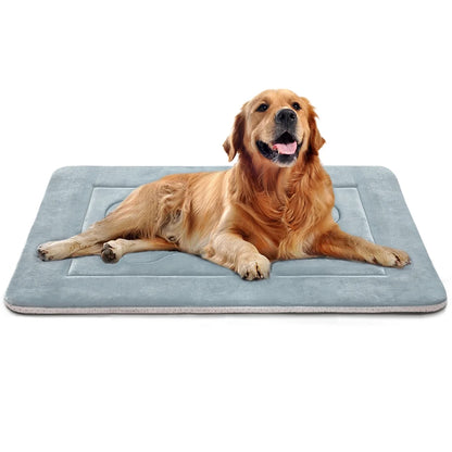 Dog Bed Washable 42In Crate Mat Anti-Slip Pet Mattress Soft Kennel Pads Celadon Grey