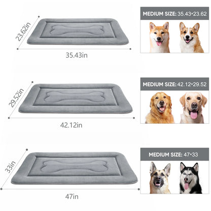 Dog Bed Washable 42In Crate Mat Anti-Slip Pet Mattress Soft Kennel Pads Celadon Grey