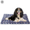 Pet Dog Bed with Cute Prints Soft Flannel Crate Bed Mat Machine Washable Pet Bed Liner for Middle Dog(Blue,L)