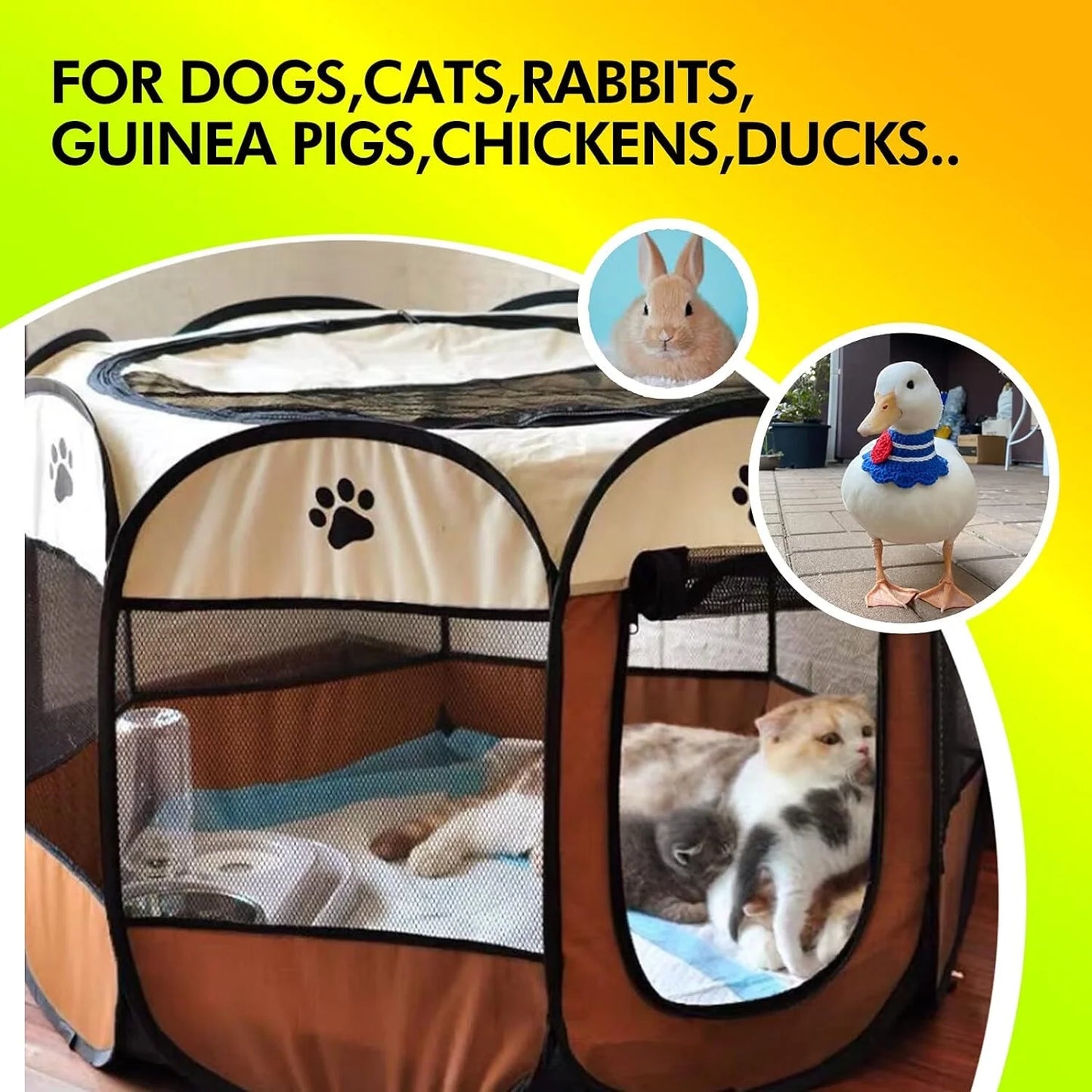 Portable Puppy Pet Tent Play Pen Fence Cage for Dog Cats Pigs Folding Run Kennel