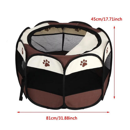 Pet Playpen Pet Cat Dog Portable Foldable Cage Exercise & Play Tent Mesh Cover Pop-Up Pet Playpens Dog Exercise Kennel Indoor Outdoor Use Coffee