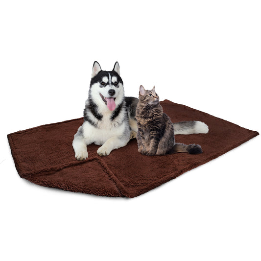 Fluffy Dog Blanket for Medium Large Dog, Pet Blanket for Bed, Sherpa Furniture Couch Cover Protector, Soft Fleece Cat Sofa Throw, Shag Plush Reversible Washable for Puppy Kitten, Brown 40X60