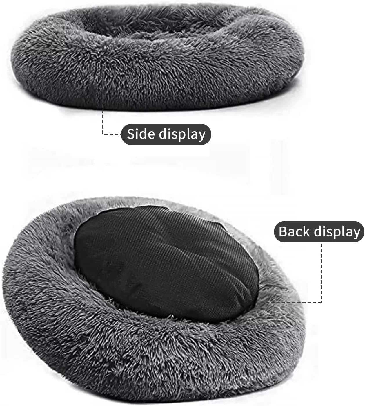 Dog Bed & Cat Bed, Anti-Anxiety Puppy Bed Warming Cozy round Soft Pet Bed, Machine Washable Calming Donut Bed