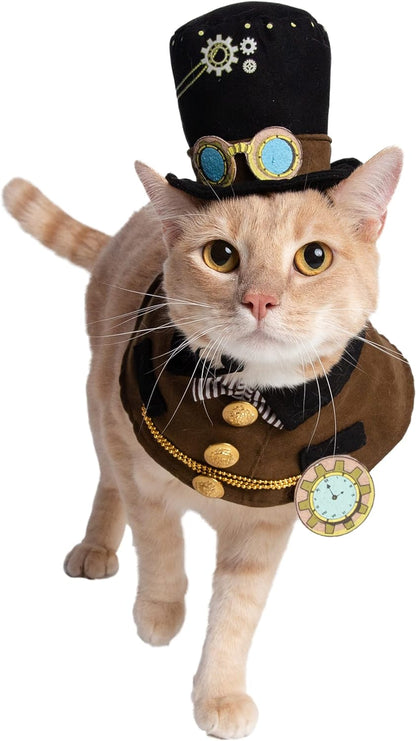 Steampunk Small Dog & Cat Costume Hat and Collar Set - Perfect for Halloween, Christmas Holiday, Parties, Photoshoots, Gifts for Dog & Cat Lovers