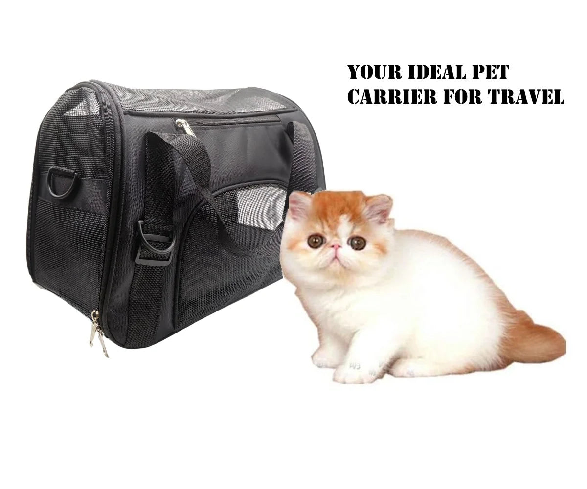 Cat Carrier,Soft-Sided Pet Travel Carrier for Cats,Dogs Puppy Comfort Portable Foldable Pet Bag Airline Approved(Black)