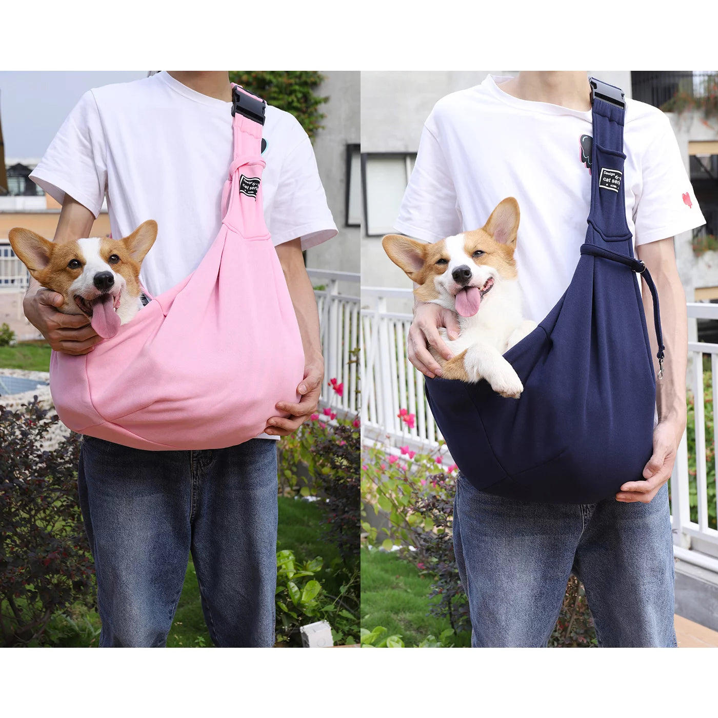 Hands-Free Pet Sling Carrier Bag Adjustable Buckle Single Shoulder Bag for Small Dog Cat