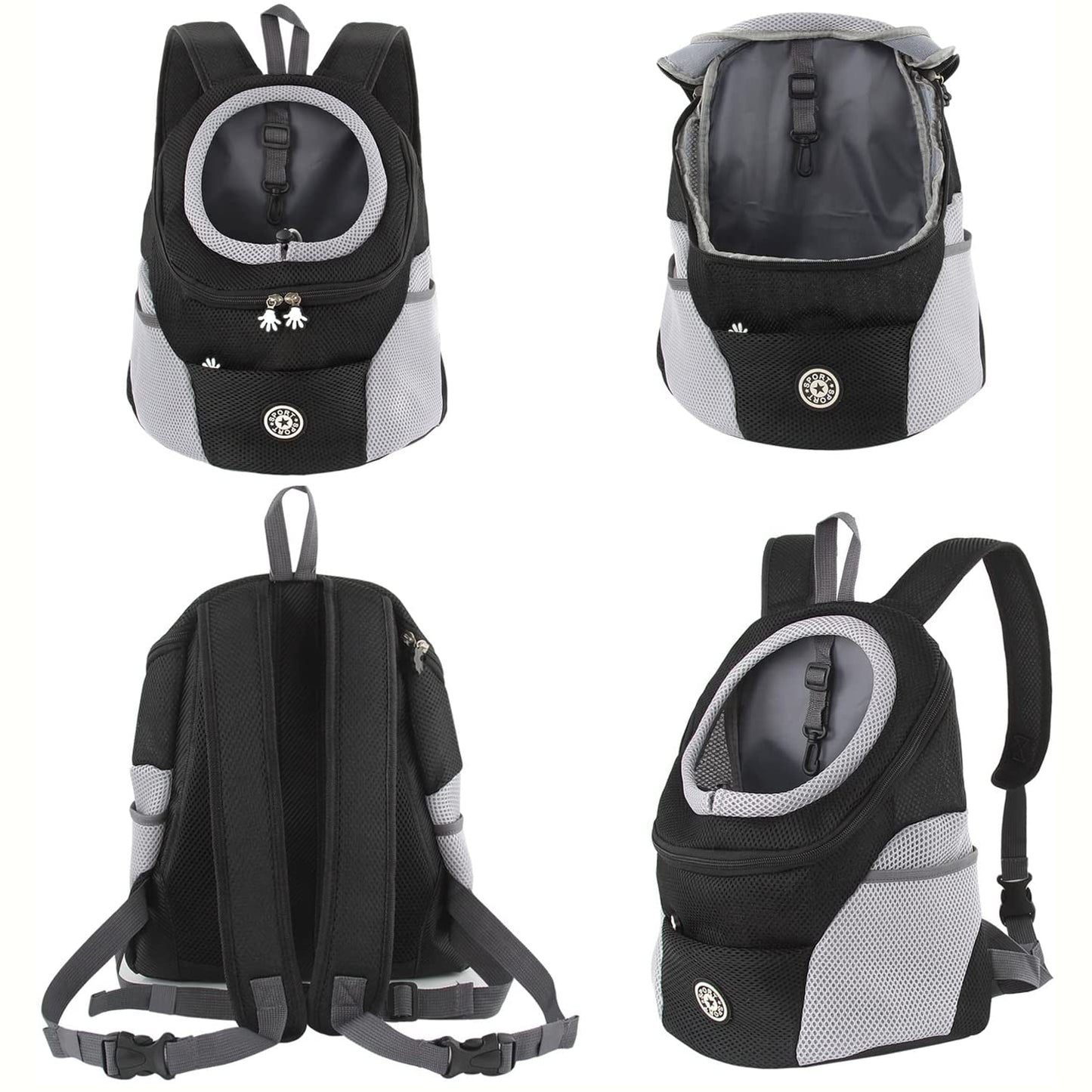 Portable Travel Dog Backpack Breathable Mesh Cat Puppy Bag Double Shoulder Pet Outdoor Carrier Bag Pack(Black)