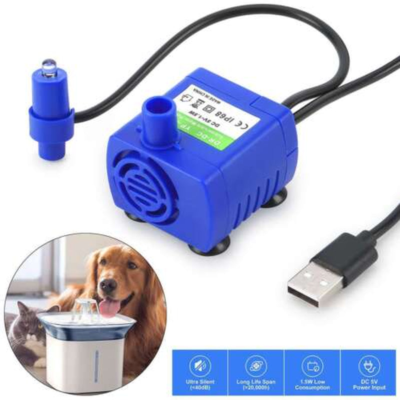 Pet Water Dispenser Pump USB Rechargeable LED Light Cat Drinking Fountain Motor