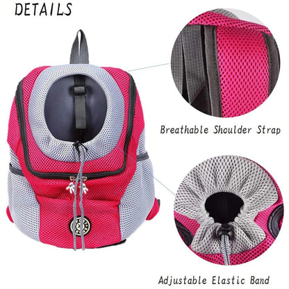 Portable Travel Dog Backpack Breathable Mesh Cat Puppy Bag Double Shoulder Pet Outdoor Carrier Bag Pack(Black)