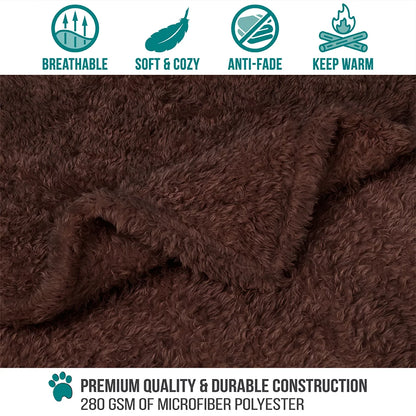 Fluffy Dog Blanket for Medium Large Dog, Pet Blanket for Bed, Sherpa Furniture Couch Cover Protector, Soft Fleece Cat Sofa Throw, Shag Plush Reversible Washable for Puppy Kitten, Brown 40X60