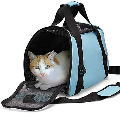 Cat Carrier,Soft-Sided Pet Travel Carrier for Cats,Dogs Puppy Comfort Portable Foldable Pet Bag Airline Approved(Blue)