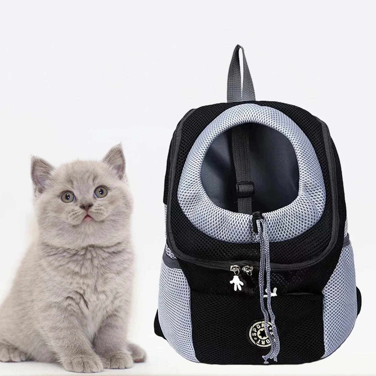 Portable Travel Dog Backpack Breathable Mesh Cat Puppy Bag Double Shoulder Pet Outdoor Carrier Bag Pack(Black)