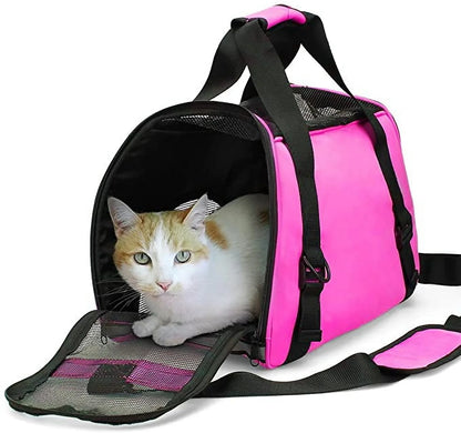 Cat Carrier,Soft-Sided Pet Travel Carrier for Cats,Dogs Puppy Comfort Portable Foldable Pet Bag Airline Approved(Rose)