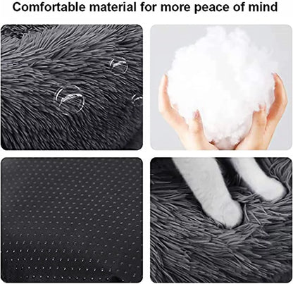 Dog Bed & Cat Bed, Anti-Anxiety Puppy Bed Warming Cozy round Soft Pet Bed, Machine Washable Calming Donut Bed