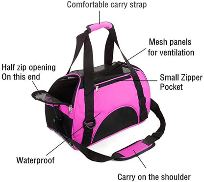 Cat Carrier,Soft-Sided Pet Travel Carrier for Cats,Dogs Puppy Comfort Portable Foldable Pet Bag Airline Approved(Rose)