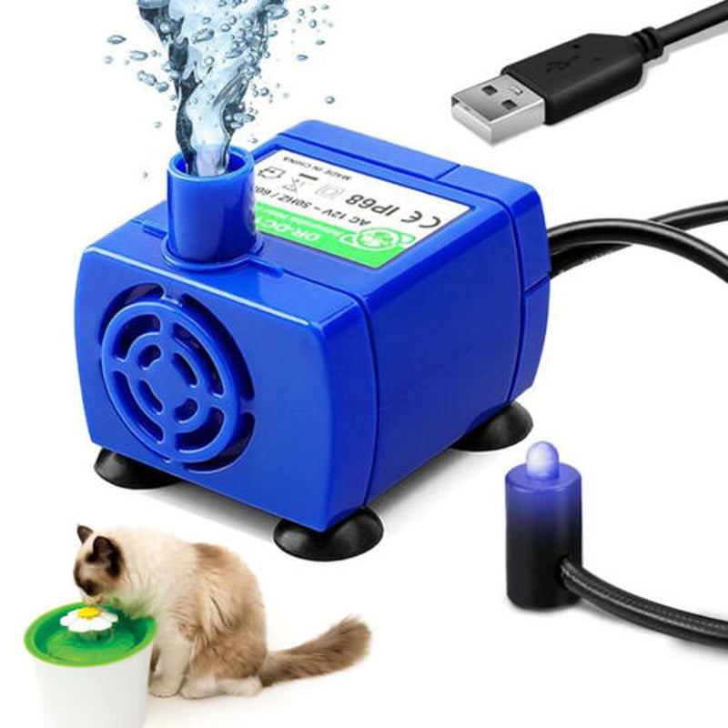 Pet Water Dispenser Pump USB Rechargeable LED Light Cat Drinking Fountain Motor