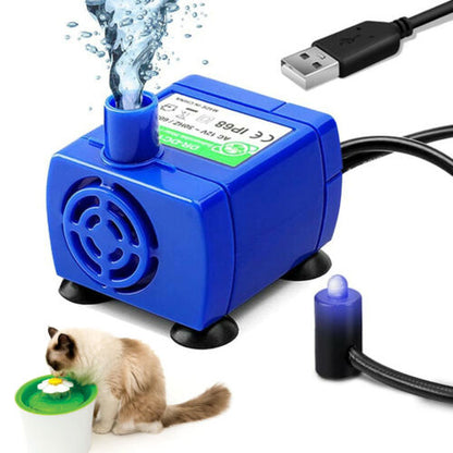 Pet Water Dispenser Pump USB Rechargeable LED Light Cat Drinking Fountain Motor