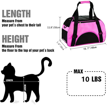 Cat Carrier,Soft-Sided Pet Travel Carrier for Cats,Dogs Puppy Comfort Portable Foldable Pet Bag Airline Approved(Rose)